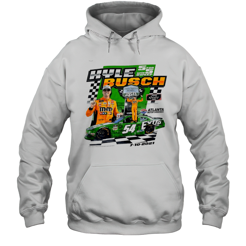 Kyle Busch 5 For 5 Win Sweep Atlanta Motor Speedway Nascar Shirt Unisex Hoodie