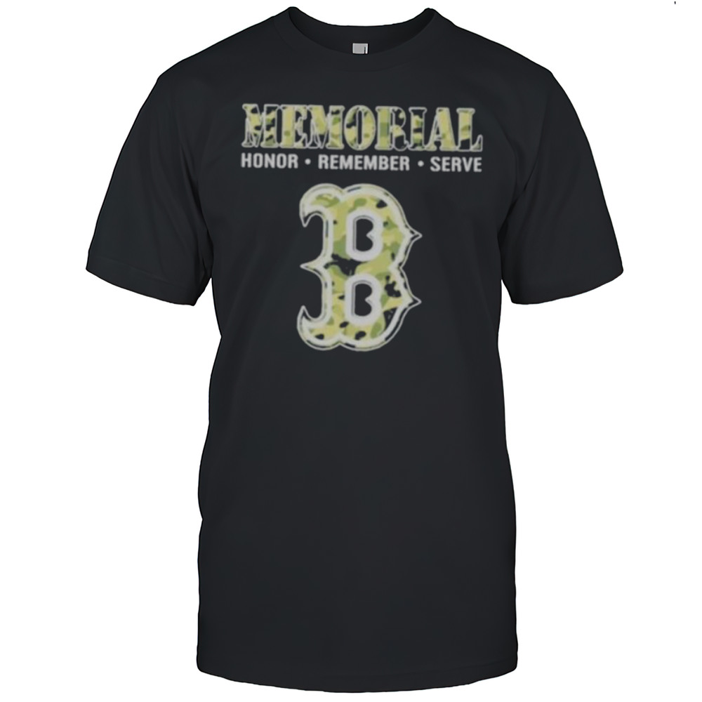 Memorial Honor Remember Serve Camo Boston Red Sox Logo Baseball T Shirt