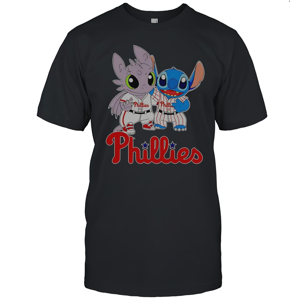Toothless Night Fury And Stitch Philadelphia Phillies T-Shirt