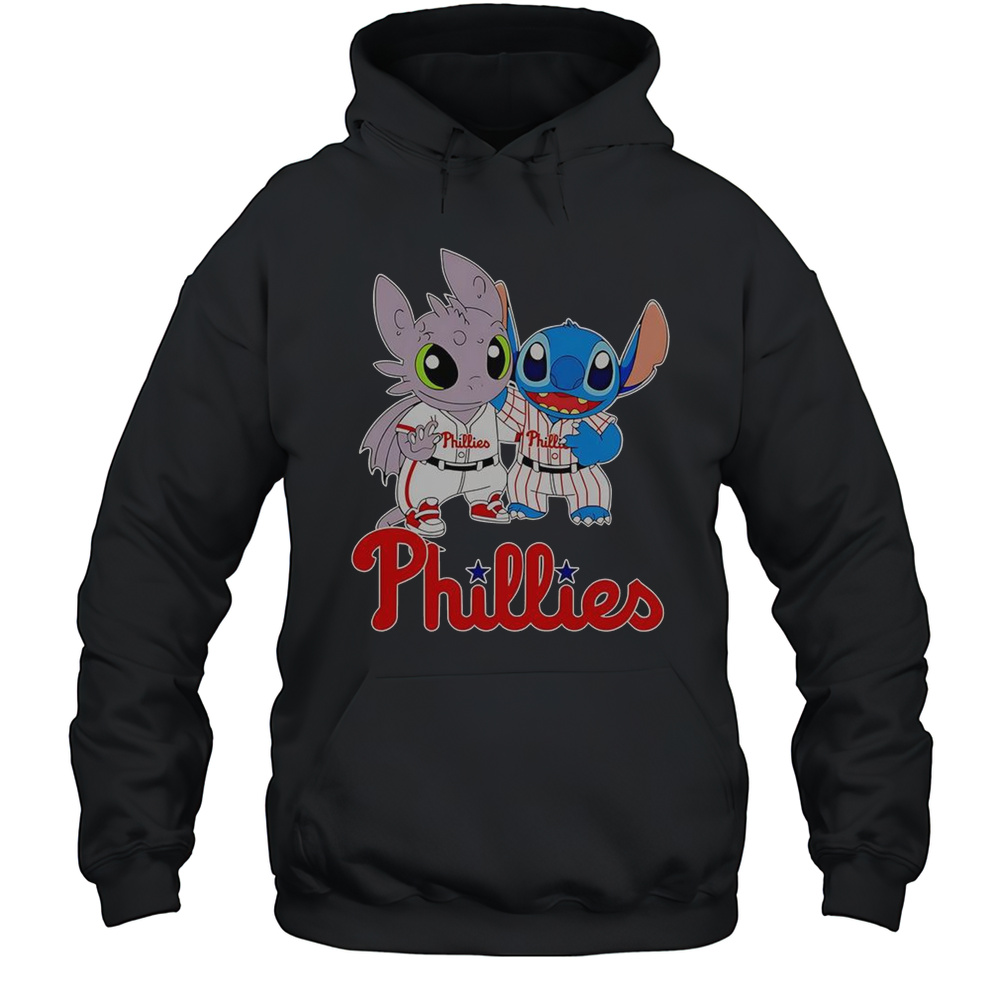 Toothless Night Fury And Stitch Philadelphia Phillies T-Shirt Unisex Hoodie