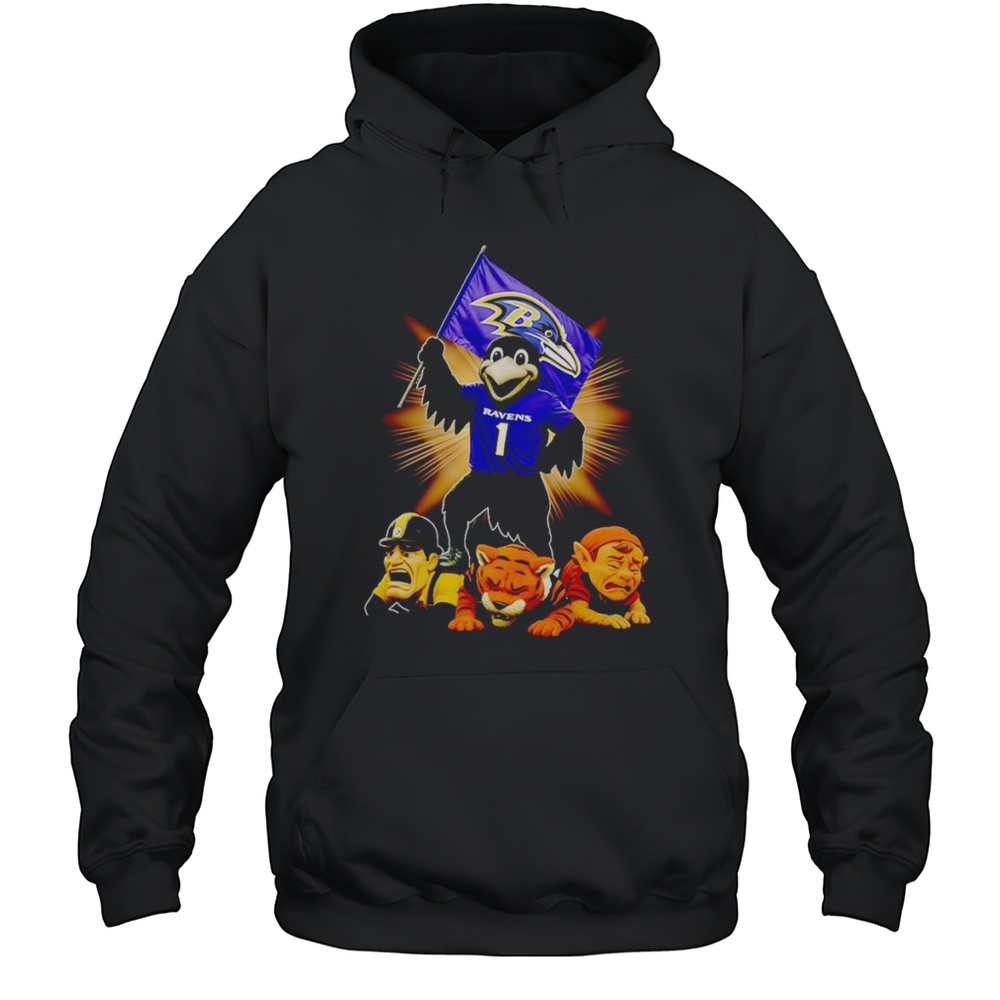 Baltimore Ravens Mascot Standing With Flag Shirt Unisex Hoodie
