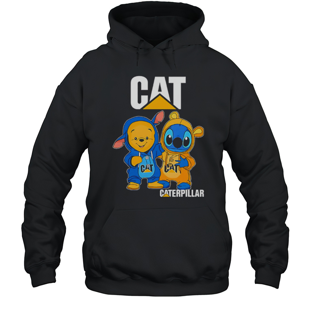 Cat Caterpillar Pooh And Stitch Friends Shirt Unisex Hoodie