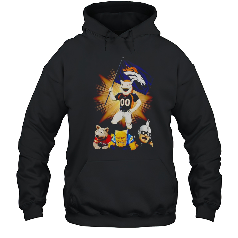 Denver Broncos Mascot Standing With Flag Shirt Unisex Hoodie