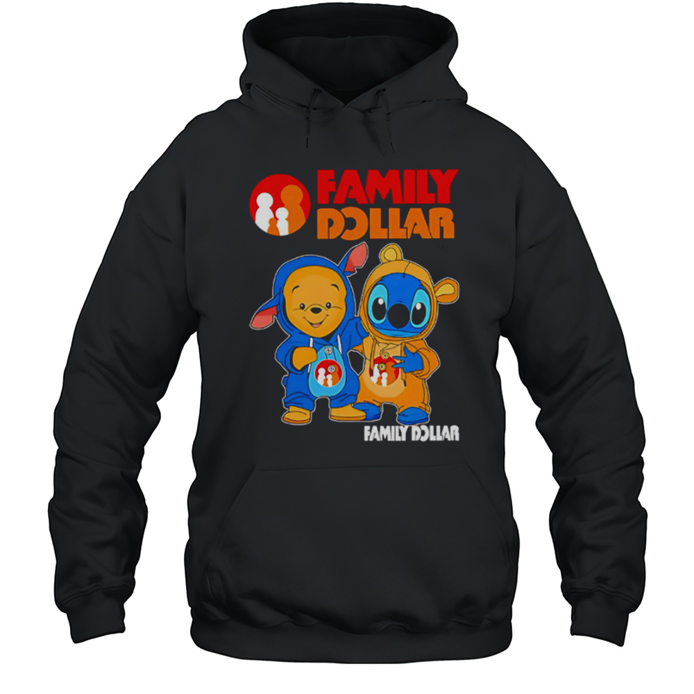Family Dollar Pooh And Stitch Friends Shirt Unisex Hoodie