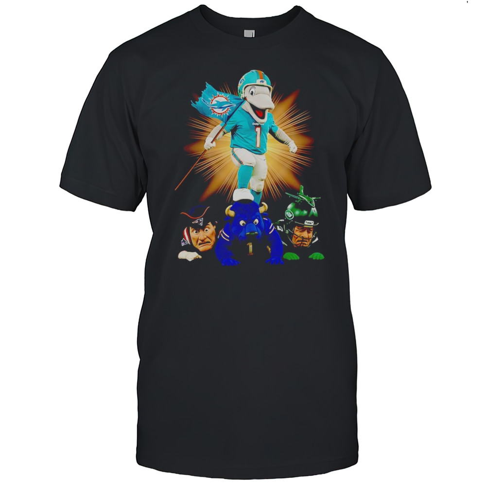 Miami Dolphins Mascot Standing With Flag Shirt