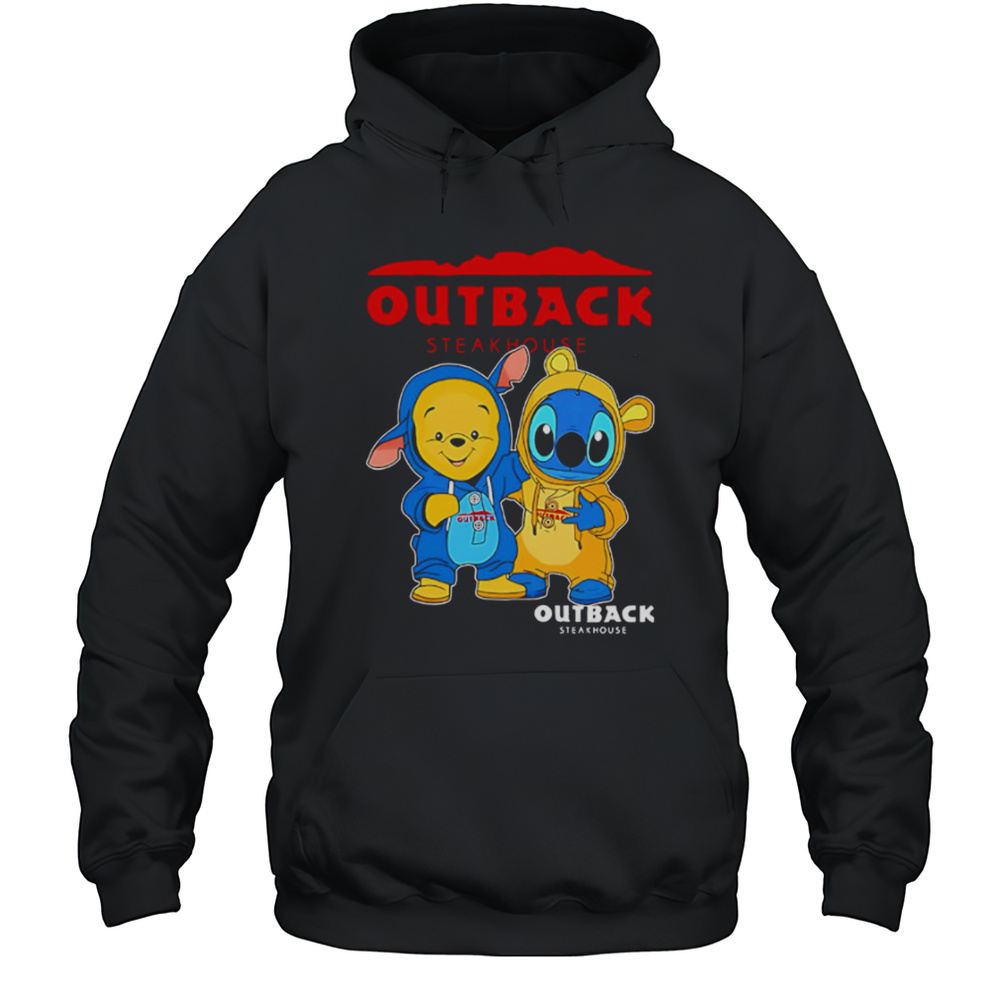 Outback Steakhouse Pooh And Stitch Friends Shirt Unisex Hoodie