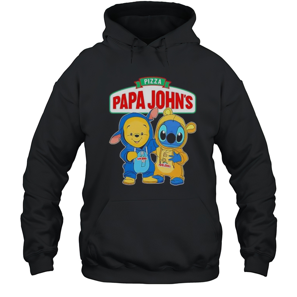 Papa Johns Pooh And Stitch Friends Shirt Unisex Hoodie