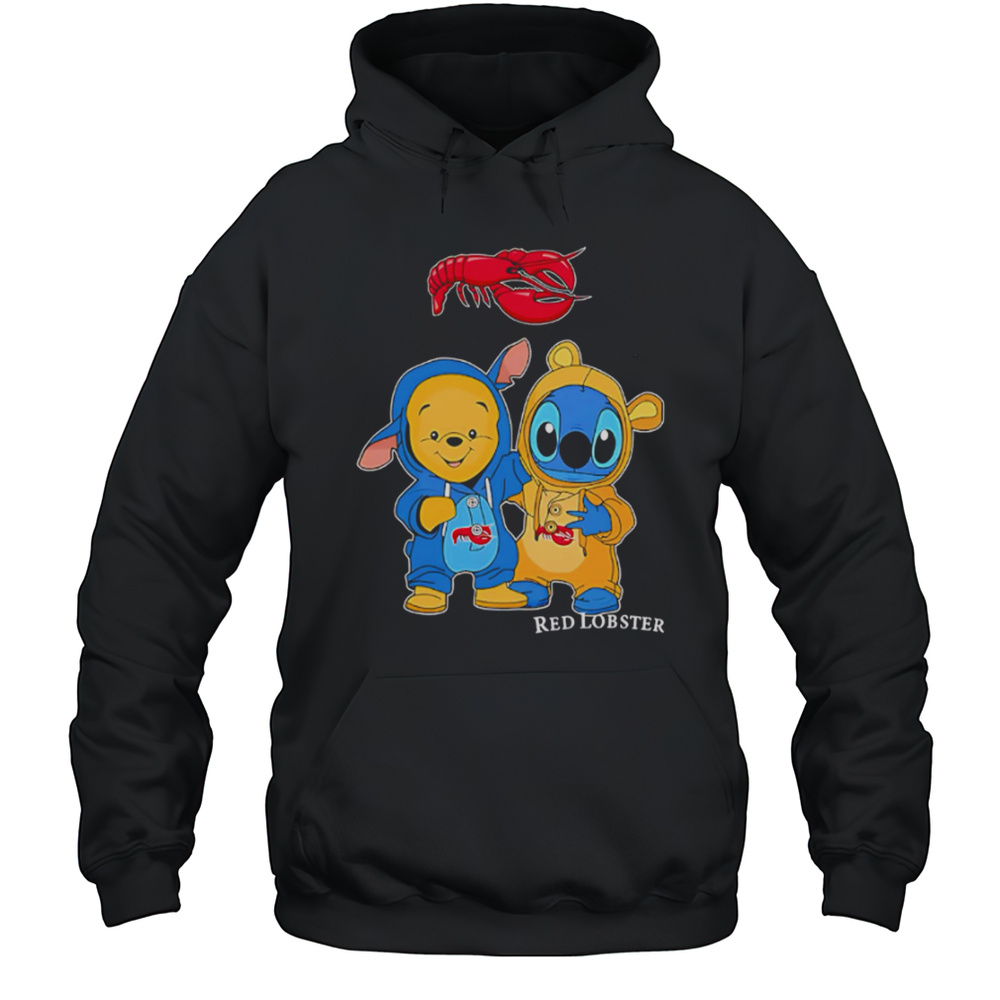 Red Lobster Pooh And Stitch Friends Shirt Unisex Hoodie