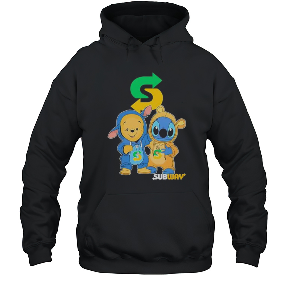Subway Pooh And Stitch Friends Shirt Unisex Hoodie