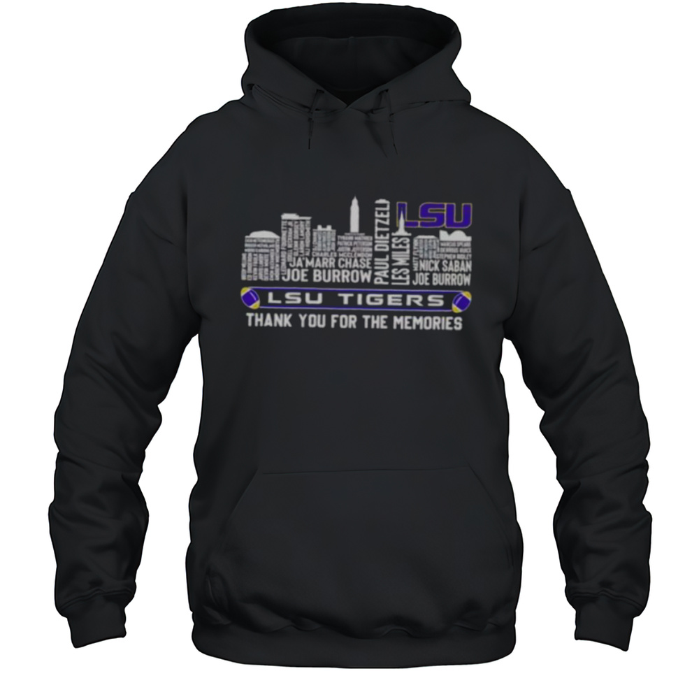 City Skyline LSU Tigers Legends Name Thank You For The Memories Shirt Unisex Hoodie