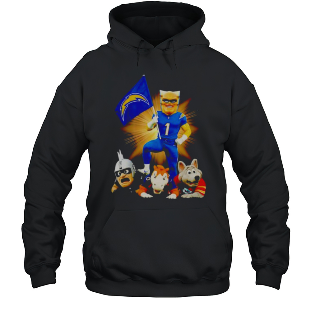 Los Angeles Chargers Mascot Standing With Flag Shirt Unisex Hoodie