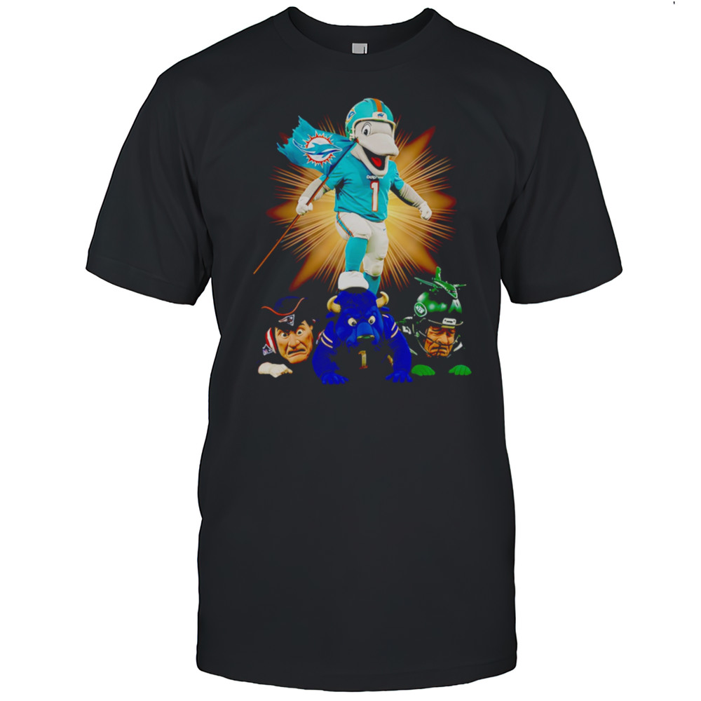 Miami Dolphins Mascot Standing With Flag Shirt