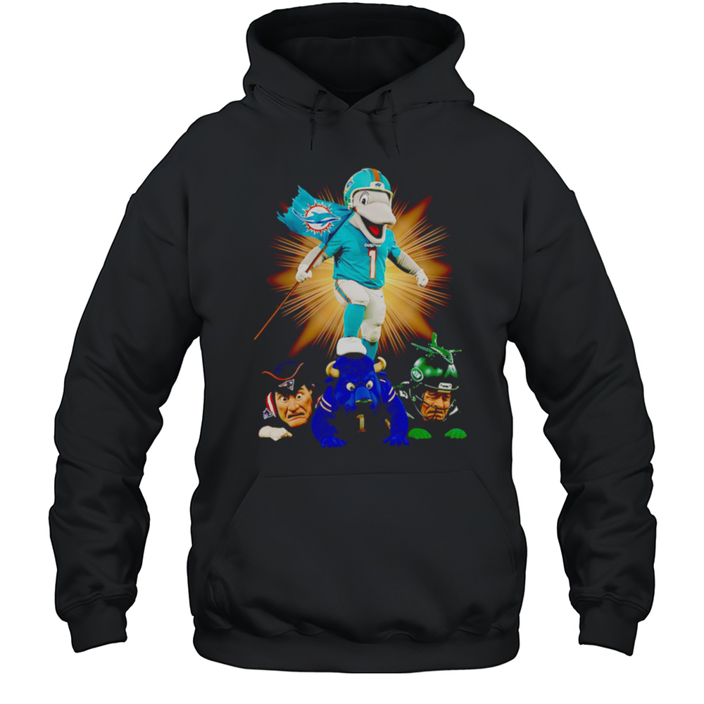 Miami Dolphins Mascot Standing With Flag Shirt Unisex Hoodie