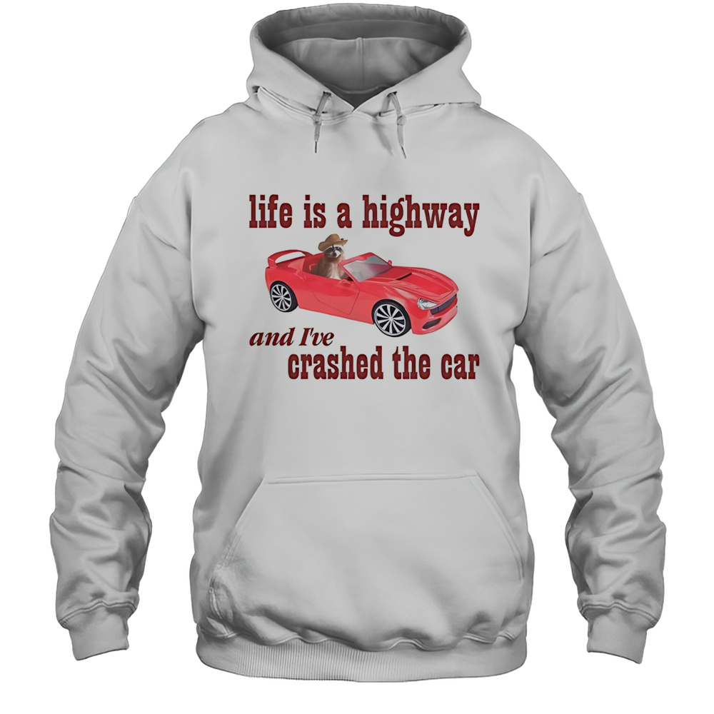 Raccoon Life Is A Highway And Ive Crashed The Car Shirt Unisex Hoodie