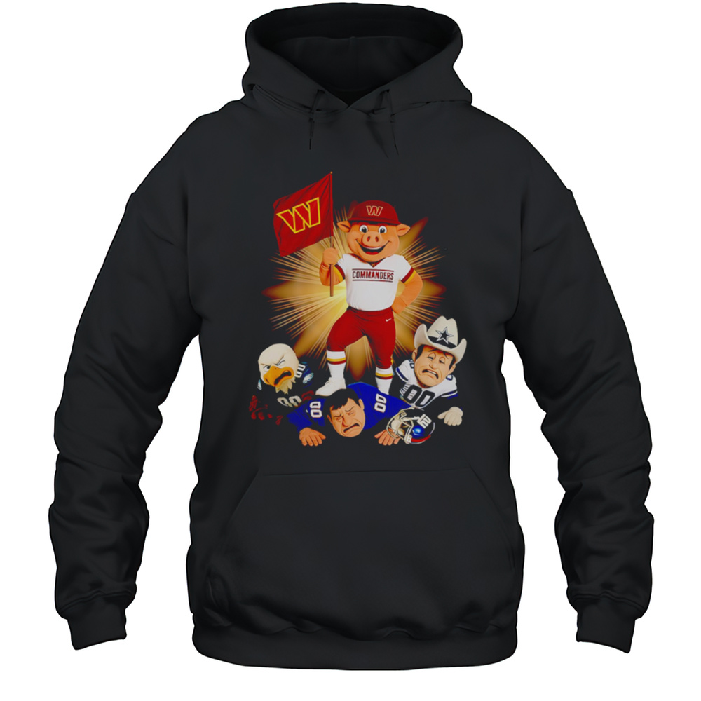 Washington Commanders Mascot Standing With Flag Shirt Unisex Hoodie