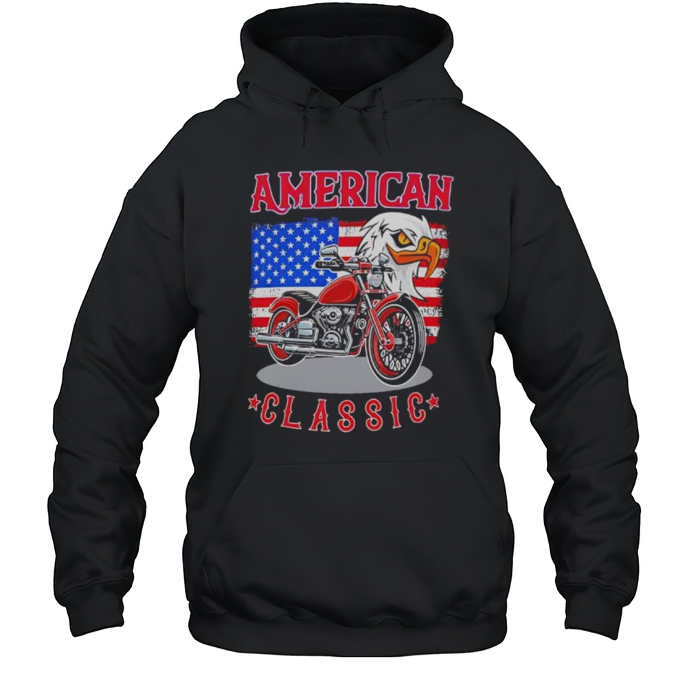 American Classic Moto Eagle American Flag Retro Shirt Unisex Hoodie