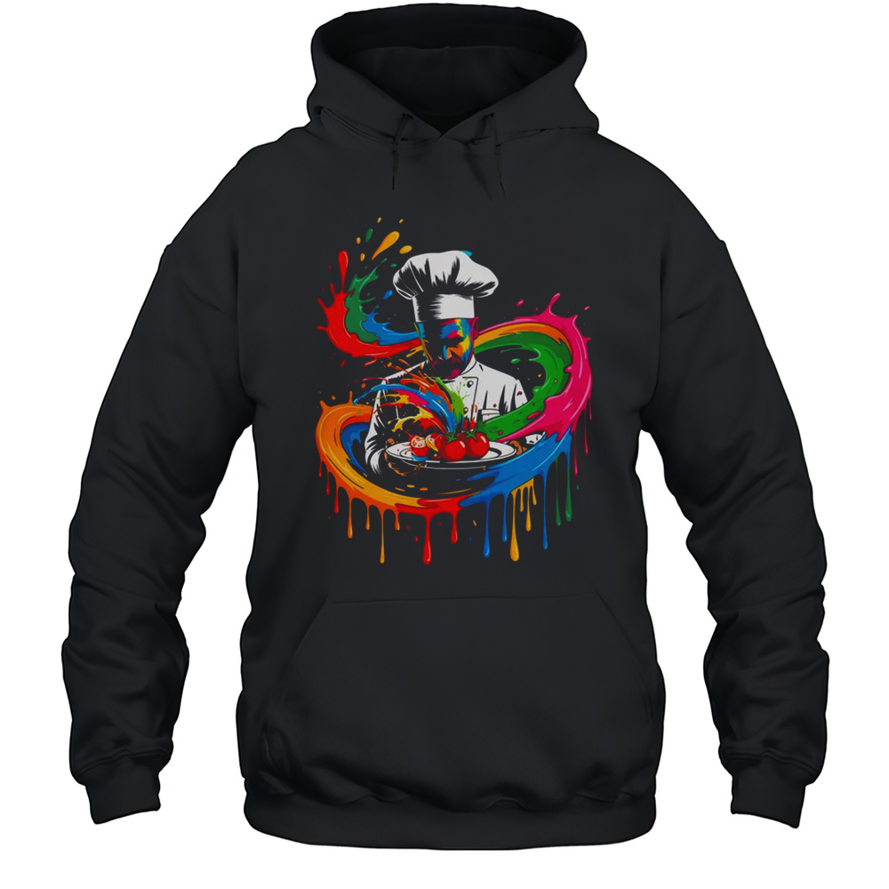 Colorful Chef Design With Splash Art Kitchen Cooking Lovers Shirt Unisex Hoodie