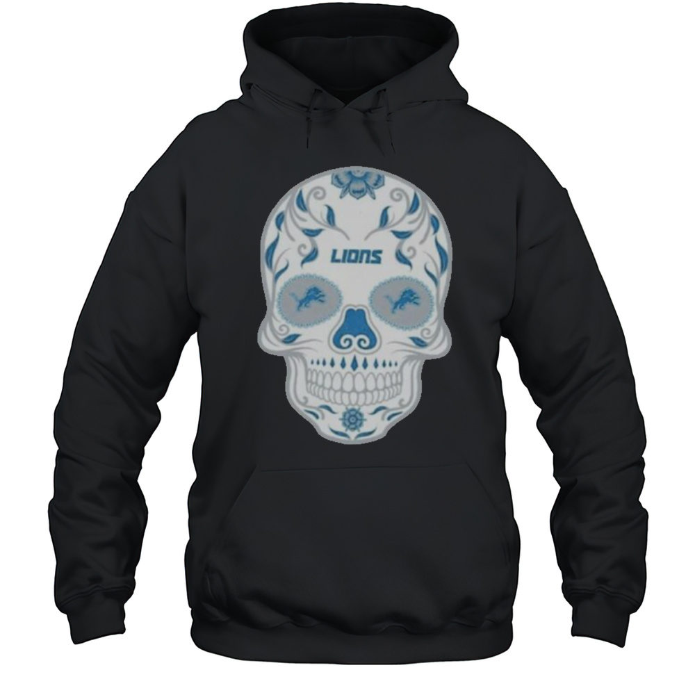 Detroit Lions Skull Printed Vintage Mens Oversized Shirt Unisex Hoodie