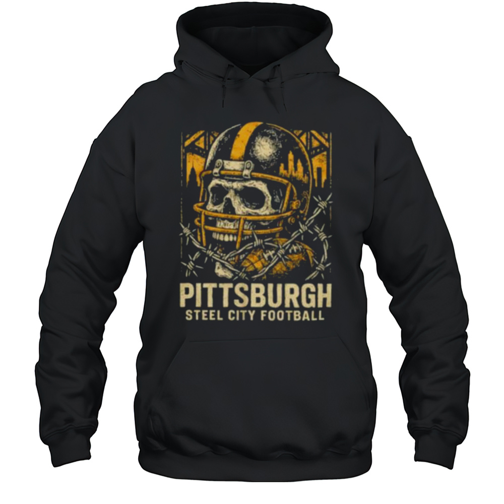 Pittsburgh Steel City Football Skull Crackin Helmet Shirt Unisex Hoodie