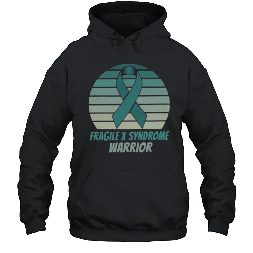 Vintage Fragile X Syndrome Warrior Teal Ribbon Fighter Pullover Shirt Unisex Hoodie