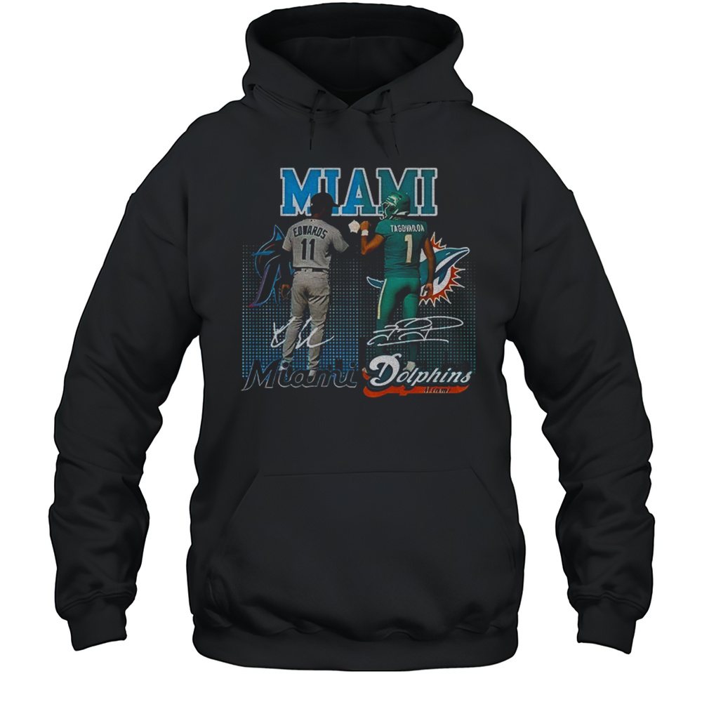 Bryan De La Cruz Miami Marlins X Tua Tagovailoa Miami Dolphins Signature Sports Shirt Unisex Hoodie