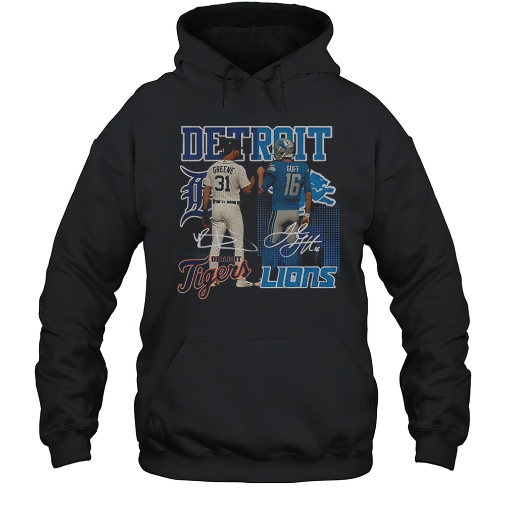 Riley Greene Detroit Tigers X Jared Goff Detroit Lions Signature Sports Shirt Unisex Hoodie