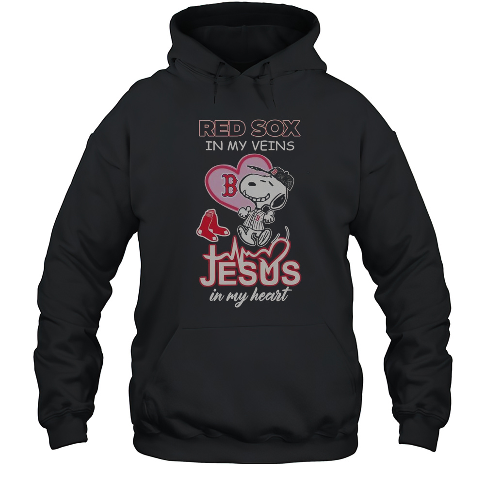 Snoopy Boston Red Sox In My Veins Jesus In My Heart T-Shirt Unisex Hoodie