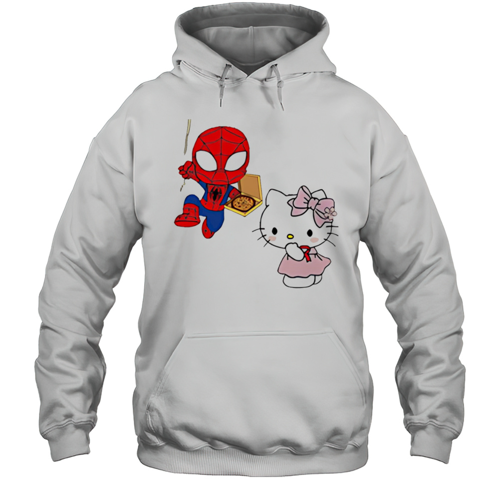 Spider Man Deliver Hello Kitty Pizza Shirt Unisex Hoodie