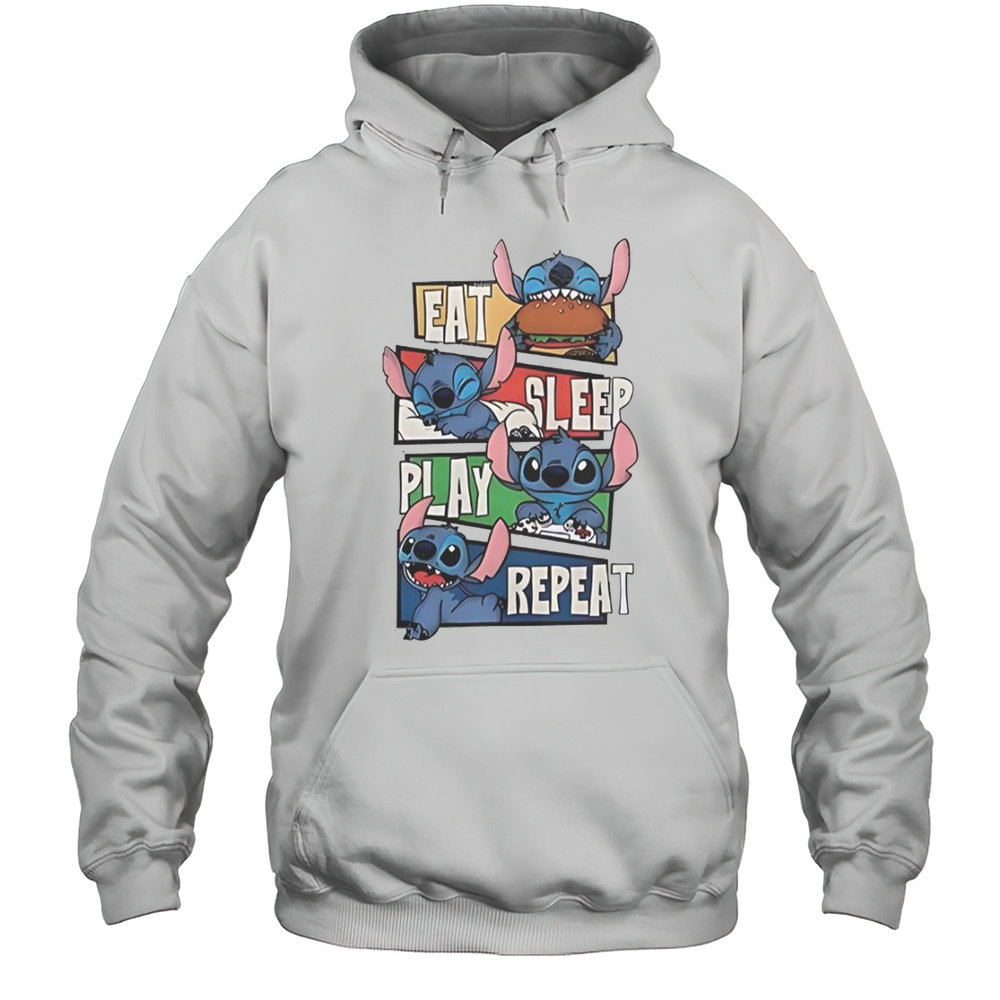Stitch Eat Sleep Play Repeat T-Shirt Unisex Hoodie