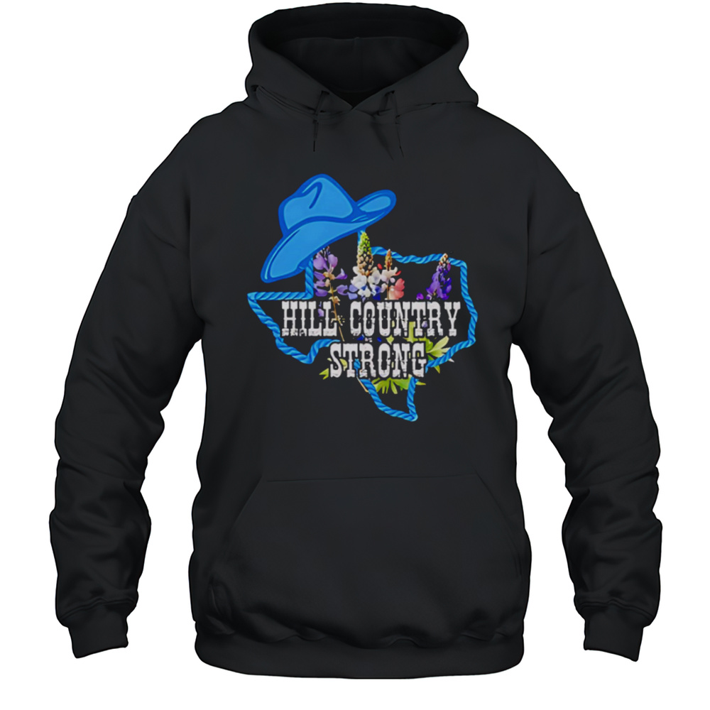 Texas Bluebonnet Hill Country Strong Cowboy Hat Western Rope Floral Shirt Unisex Hoodie