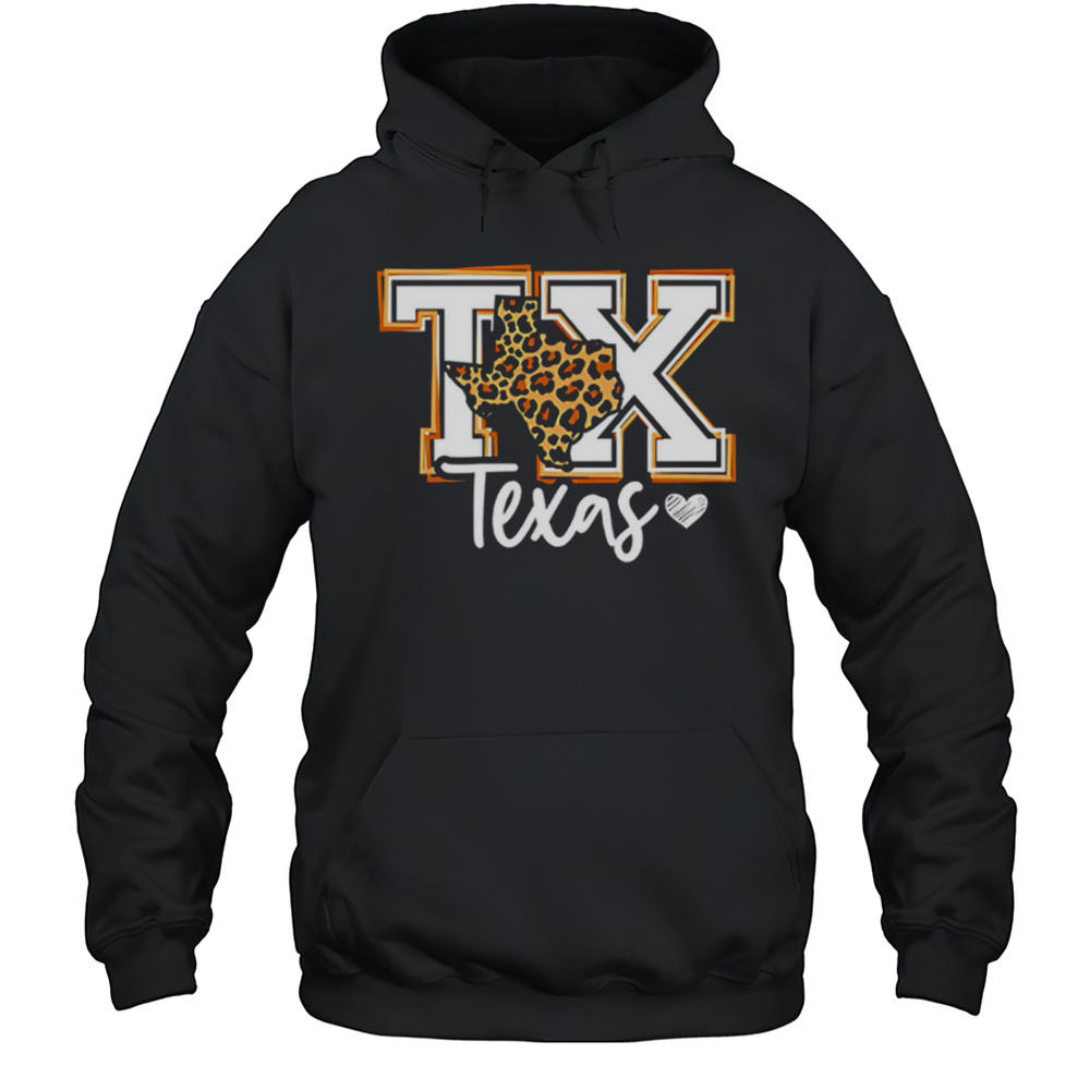 Texas Leopard Print Tx Graphic Western Style Shirt Unisex Hoodie