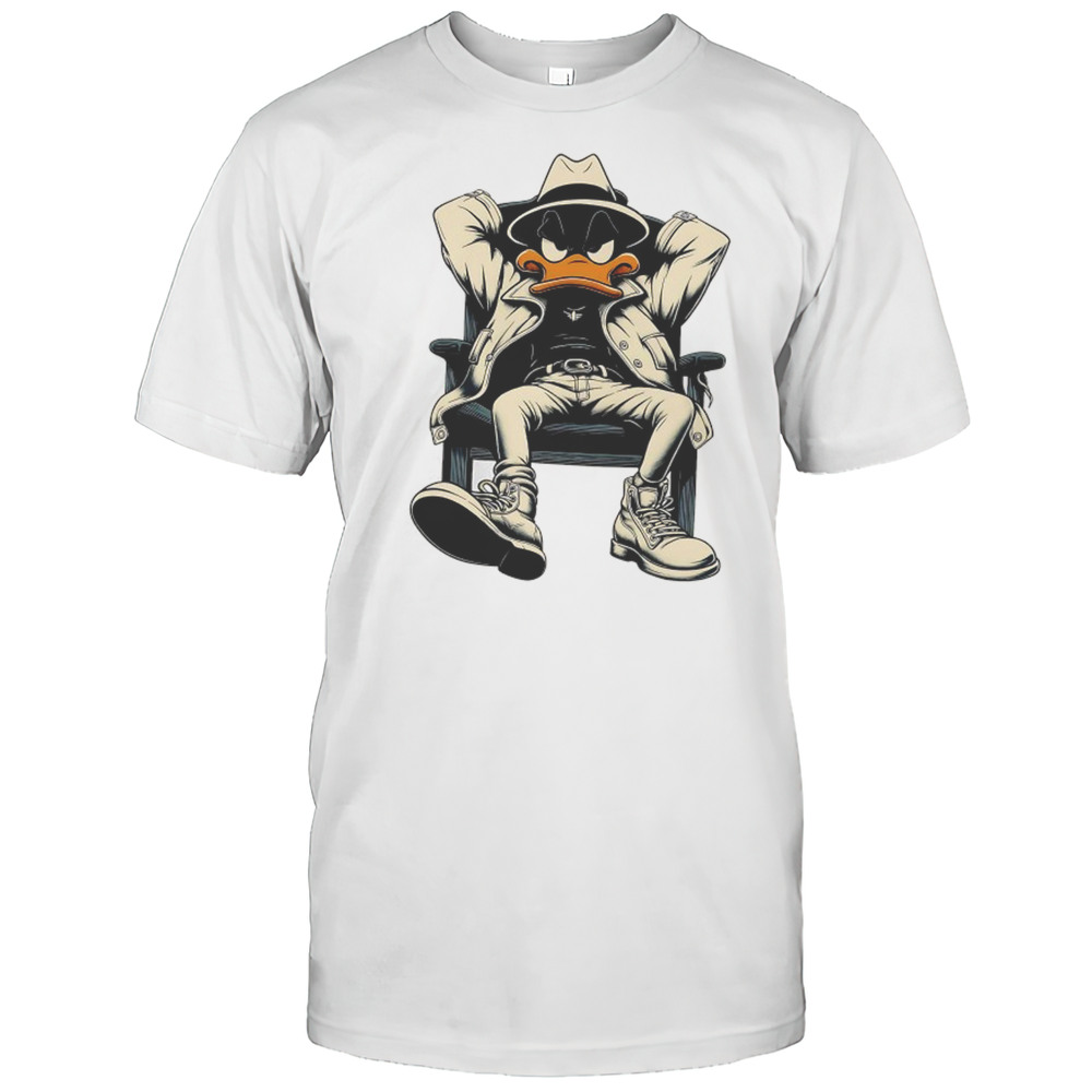 Gangster Duck On Chair Cartoon Shirt