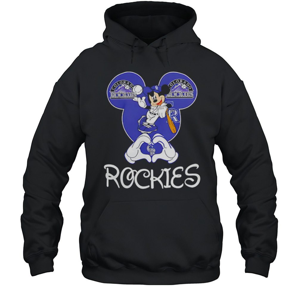Mickey Colorado Rockies Baseball Logo Heart Shirt Unisex Hoodie