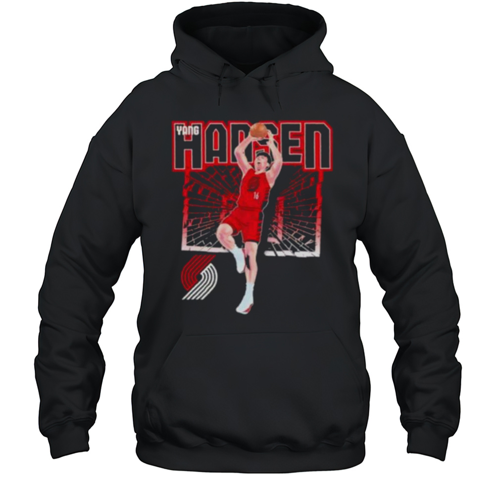 Yang Hansen Portland Trail Blazers Shattered Basketball Shirt Unisex Hoodie