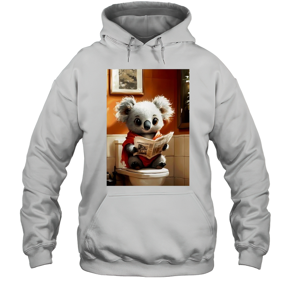 Koala Bear Reading Newspaper Bathroom Morning Routine Charm Shirt Unisex Hoodie