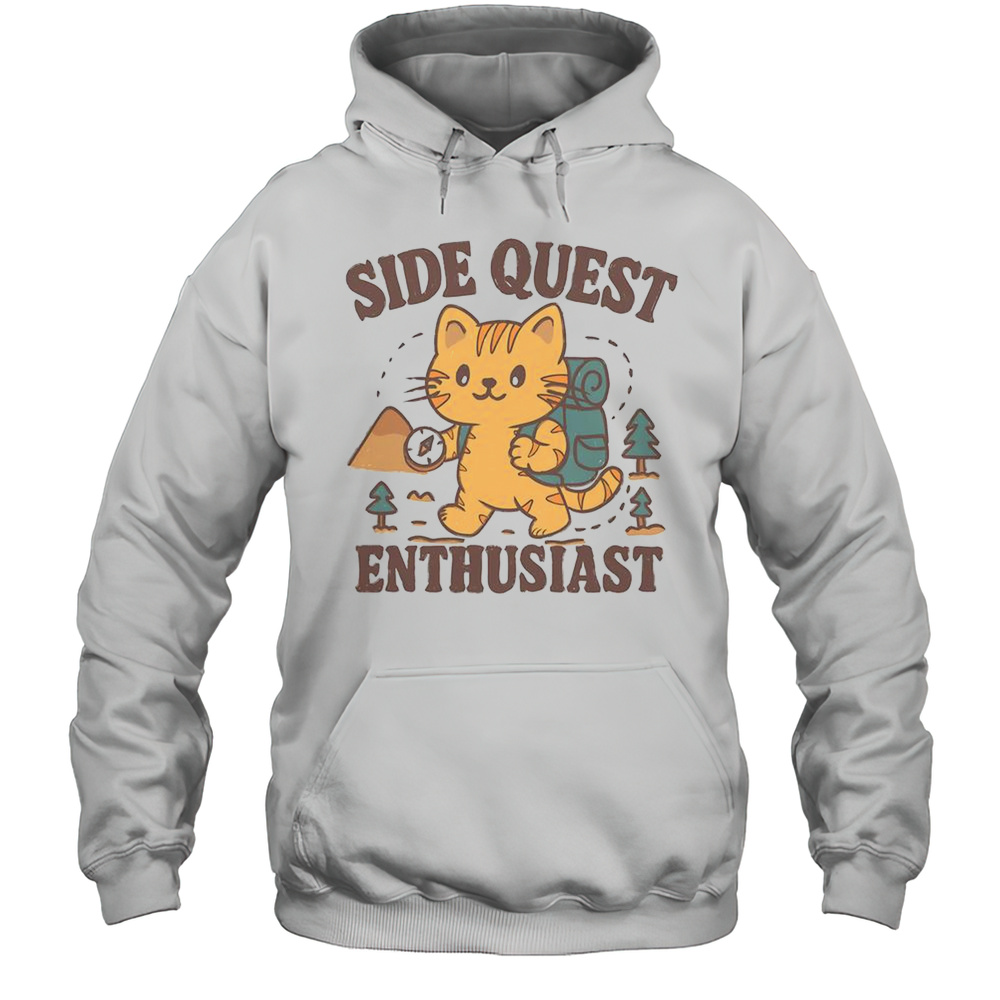 Side Quest Enthusiast Hiking Cat T-Shirt Unisex Hoodie