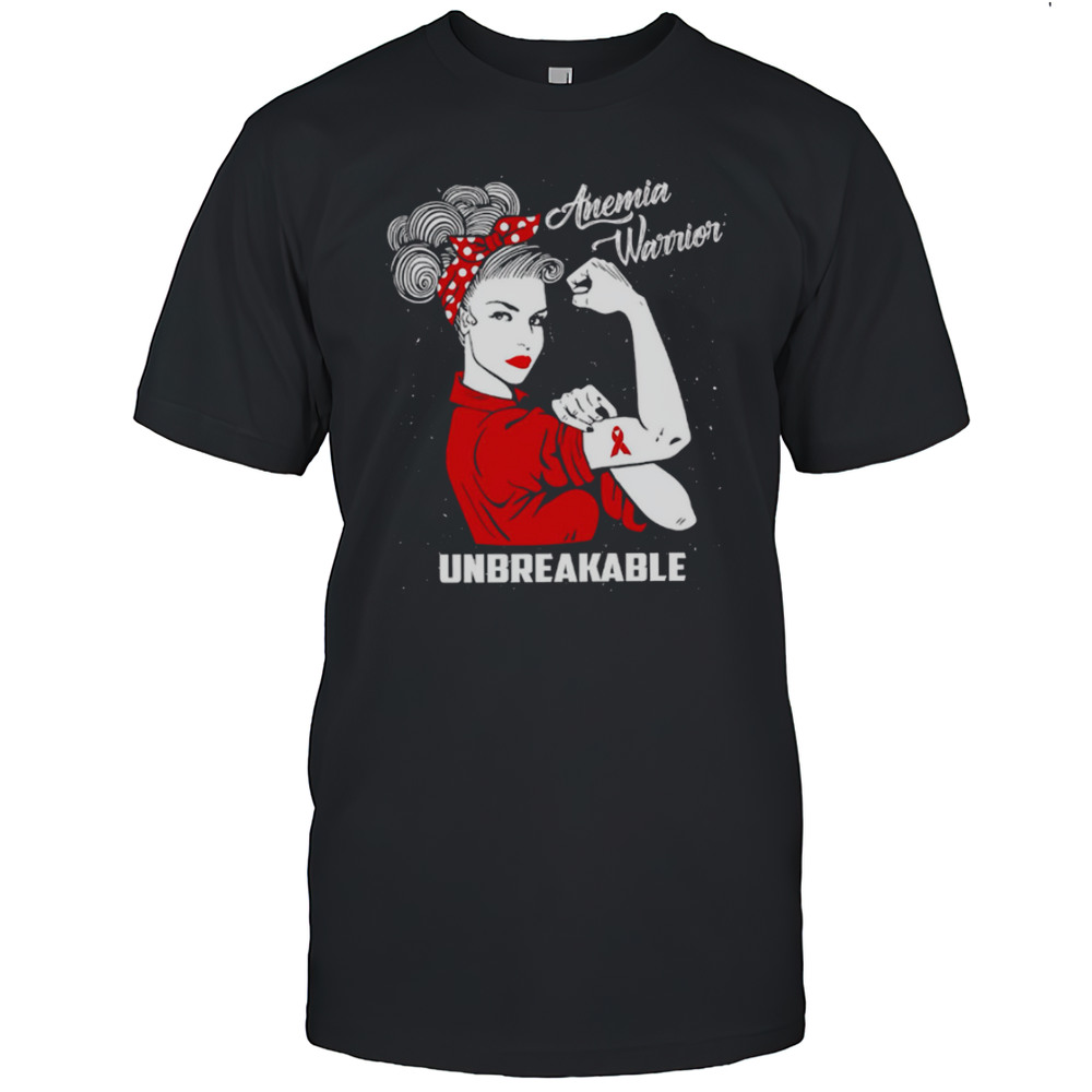 Nice Anemia Warrior Unbreakable Women Red Ribbon Awareness Month Shirt