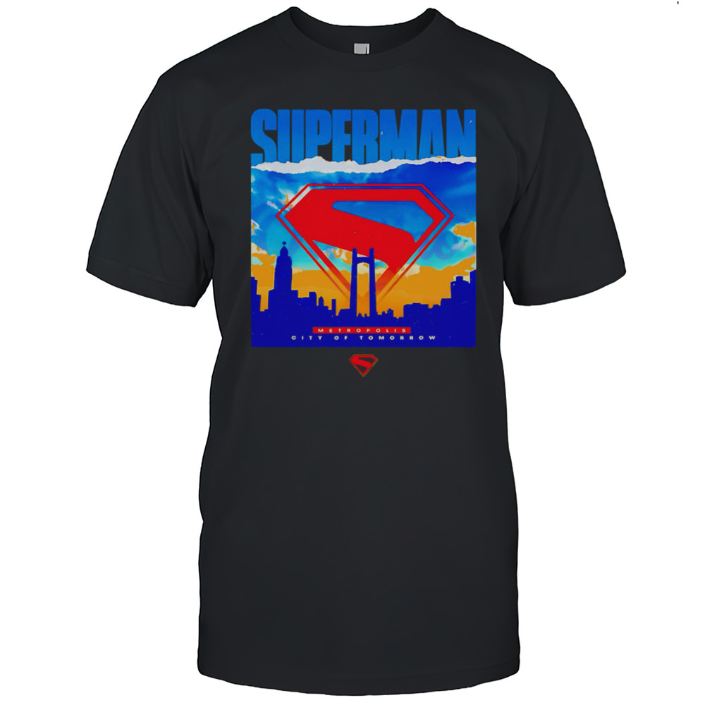 Superman Metropolis City Of Tomorrow Ripped Poster Shirt