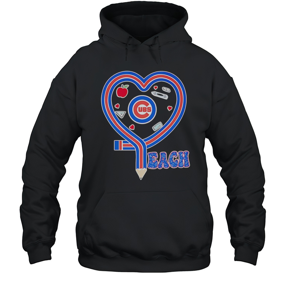 Teach Heart Chicago Cubs Logo Shirt Unisex Hoodie