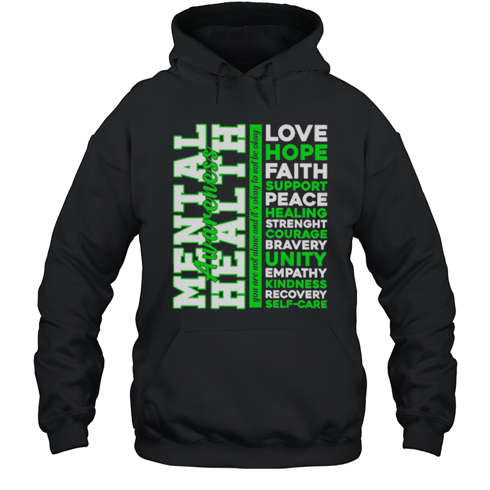 Top Positive Green Words Mental Health Awareness Classic Shirt Unisex Hoodie